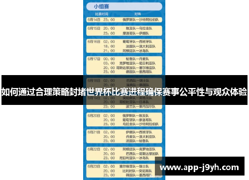 如何通过合理策略封堵世界杯比赛进程确保赛事公平性与观众体验